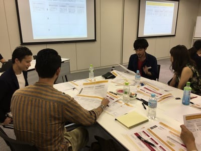 二人一組になって、お互いの過去のモチベーションダウン体験に対してアドバイスを行う。