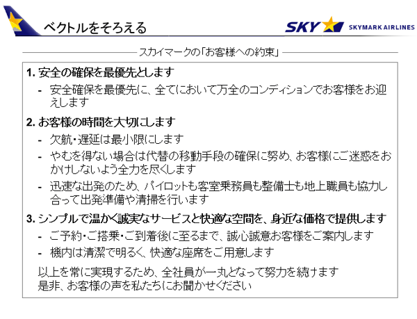 スカイマークから学ぶ、組織文化変革の進め方　ベクトルをそろえる　一人ひとりのベクトルをそろえて出力を高めること